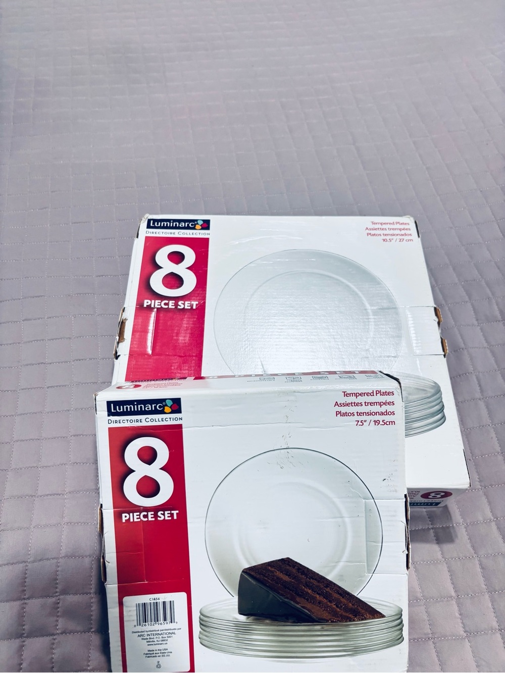 Luminarc 2 boxes 8-Piece Clear Glass  dinner plates Set, And 8 piece dessert pl